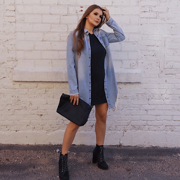 NWT Distressed long denim jacket - Picture 7 of 11